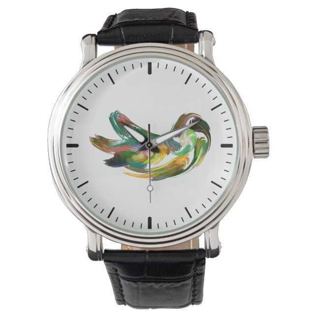 Reloj De Pulsera Fractal - Cisne (Anverso)