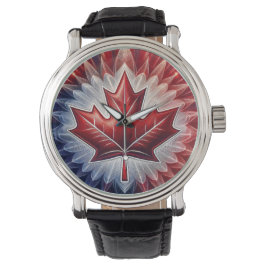 Reloj De Pulsera Fractal de bandera canadiense de hoja de arce