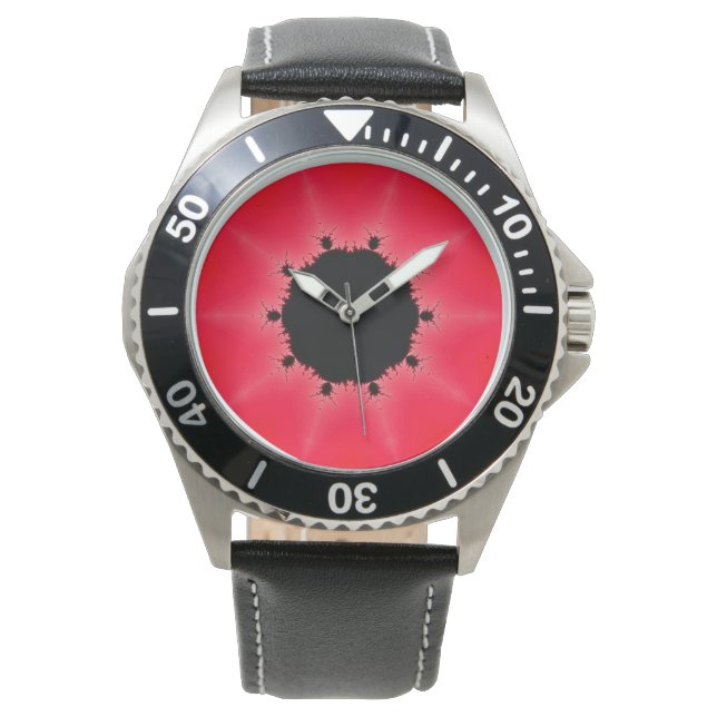 Reloj De Pulsera Fractal de Mandelbrot rojo y negro (Anverso)