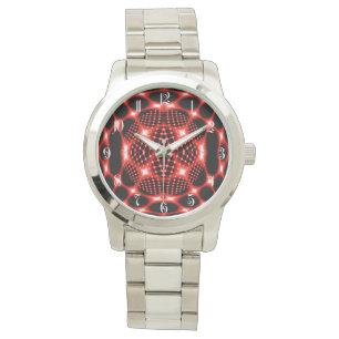 Reloj De Pulsera Fractal globo rojo neón