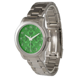 Reloj De Pulsera Fractal kaleidoscopio verde vintage celta