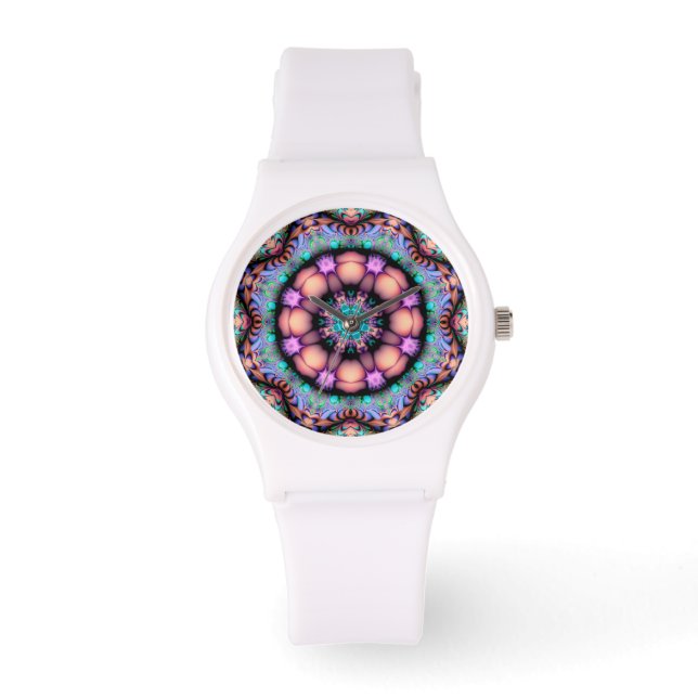 Reloj De Pulsera Fractal Mandala Floral Psicodelia (Anverso)