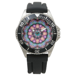 Reloj De Pulsera Fractal Mandala Floral Psicodelia