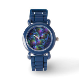 Reloj De Pulsera Fractal verde rosa azul luminoso colorido abstract