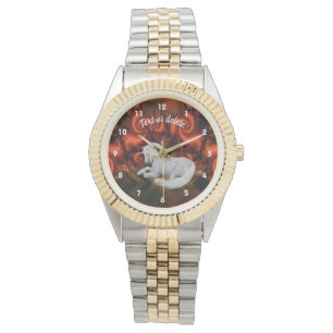 Reloj De Pulsera Fracturas rojas de unicornio blanco: arte animal p