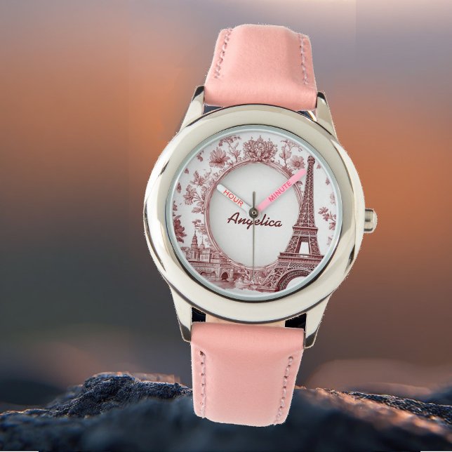 Reloj De Pulsera France Travel Eiffel Tower Pastel Pink Paris Dream (France Travel Eiffel Tower Pastel Pink Paris Dream Watch)