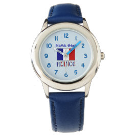 Reloj De Pulsera Francia Bandera Francesa Azul Para Niños Personali
