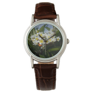 Reloj De Pulsera Frangipanis con mariposa, damas vigiladas