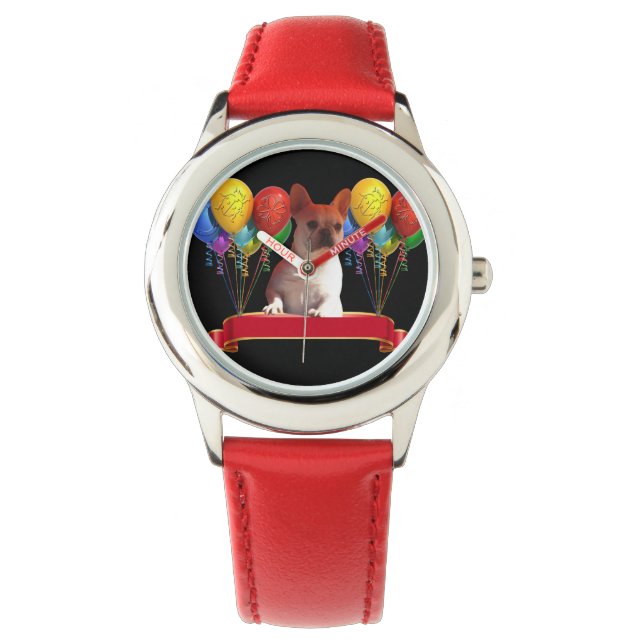 Reloj De Pulsera französische Bulldogge mit Ballons (Anverso)