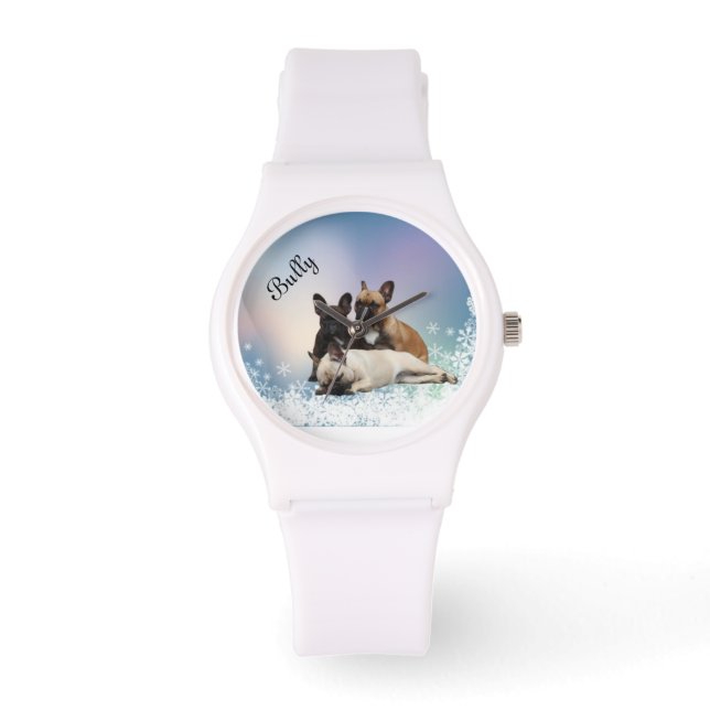Reloj De Pulsera Französische Bulldogge Schnee French Bulldog (Anverso)