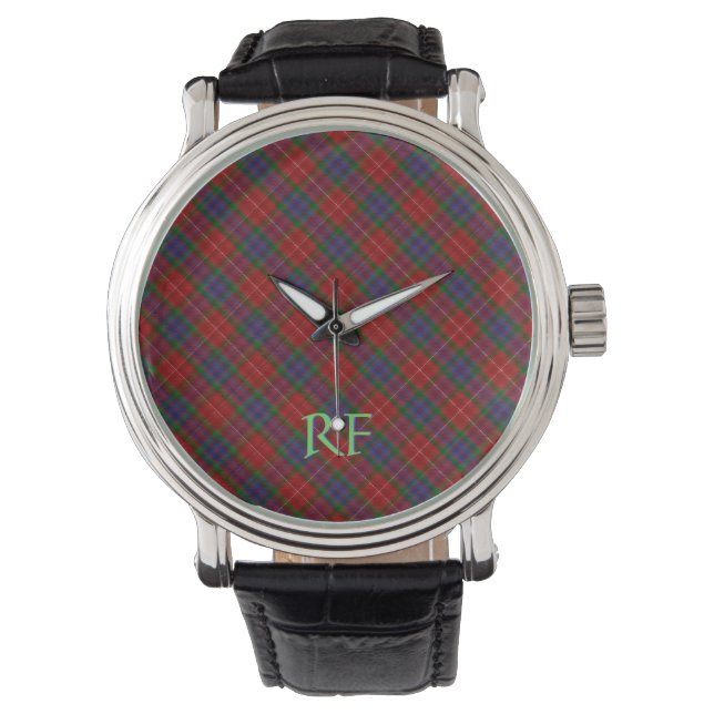 Reloj De Pulsera Fraser Tartán Oficial con monograma/ nombre (Anverso)