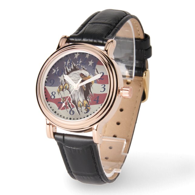 Reloj De Pulsera Freedom Bald Eagle American Flag Watch (Ángulo)
