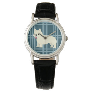 Reloj De Pulsera Frenchie Plaid Blue