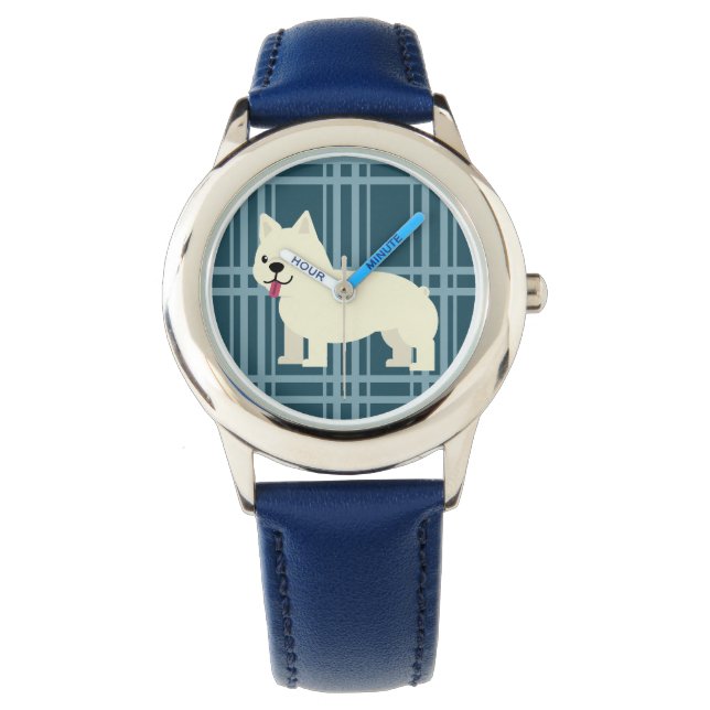 Reloj De Pulsera Frenchie Plaid Blue (Anverso)