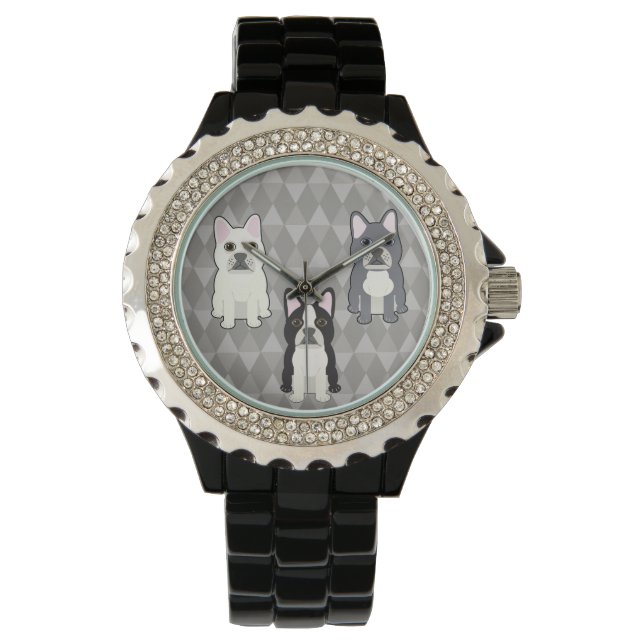 Reloj De Pulsera Frenchies Gray Diamonds (Anverso)