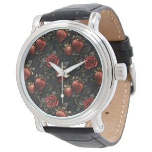 Reloj De Pulsera Fresas barrocas y Rosas patrón sin problemas