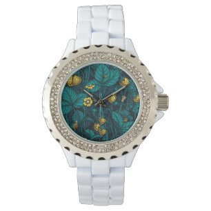 Reloj De Pulsera Fresas silvestres, amarillas y azules
