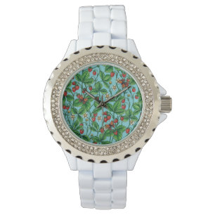 Reloj De Pulsera Fresas silvestres en azul piscina