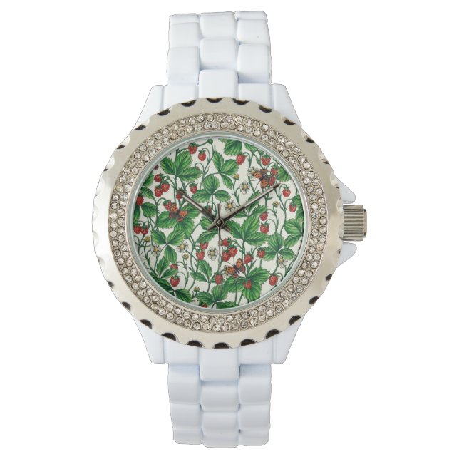 Reloj De Pulsera Fresas silvestres en blanco roto (Anverso)