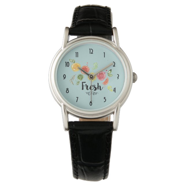 Reloj De Pulsera Fresco - Frutas cítricas en acuarela (Anverso)