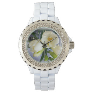 Reloj De Pulsera fresia amarilla blanca