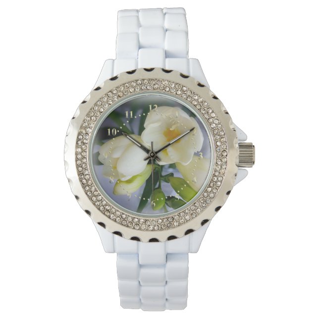 Reloj De Pulsera fresia amarilla blanca (Anverso)