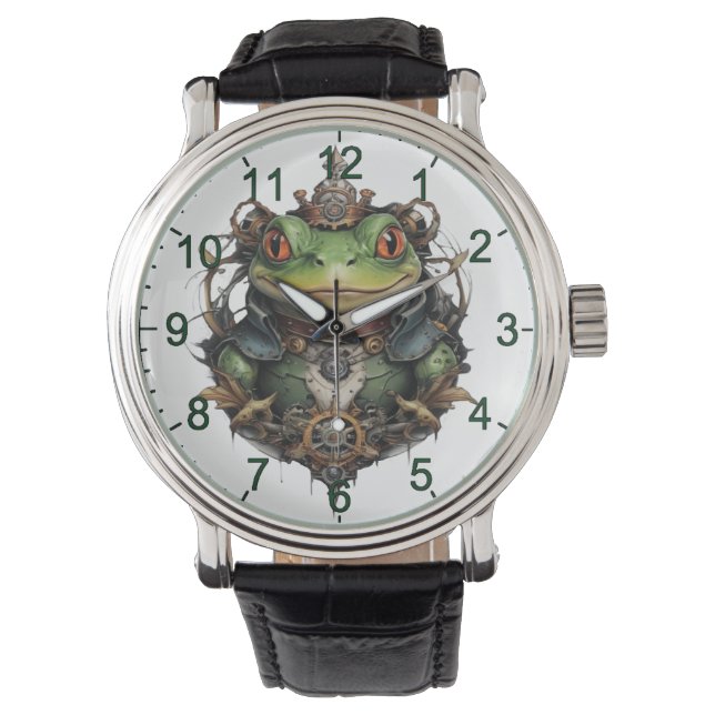 Reloj De Pulsera Froggie Frog Steampunk Design, (Anverso)