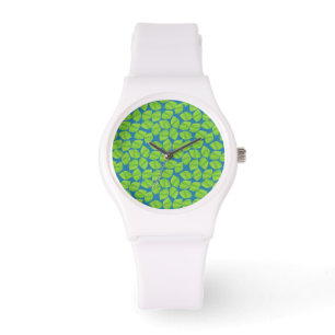 Reloj De Pulsera Fruidosas extremidades verdes sobre fondo azul par
