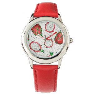 Reloj De Pulsera Fruta del dragón rojo en blanco roto