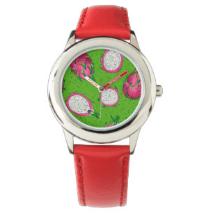 Reloj De Pulsera Fruta del dragón rojo en verde