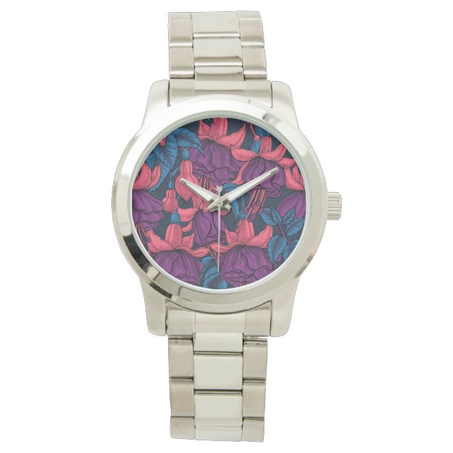 Reloj De Pulsera Fuchsia en azul y púrpura (Anverso)