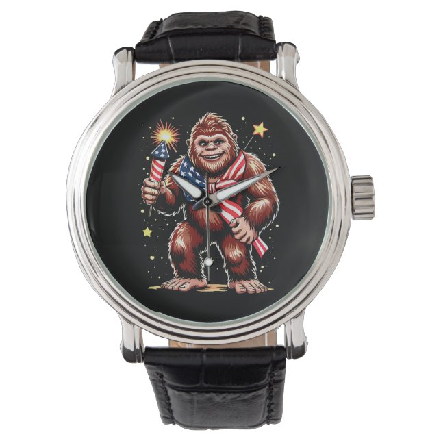 Reloj De Pulsera Fuegos Artificiales Bigfoot 4 de Julio Sasquatch E (Anverso)