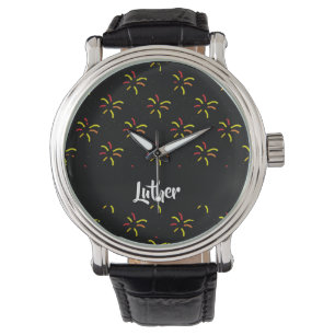 Reloj De Pulsera Fuegos artificiales en negro