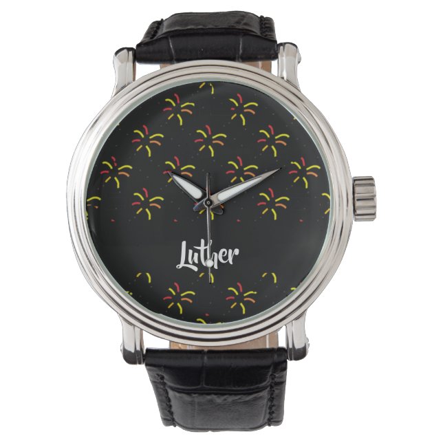 Reloj De Pulsera Fuegos artificiales en negro (Anverso)