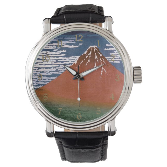 Reloj De Pulsera Fuji rojo, Volcán Aka Fujiyama Katsushika Hokusai (Anverso)