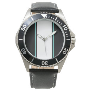 Reloj De Pulsera Fun Black White Light Verde azulada franjas de Car