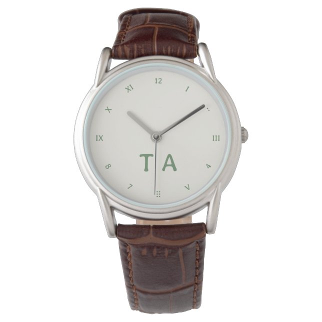 Reloj De Pulsera Fun Numbers, Green on White Initials or Name (Anverso)