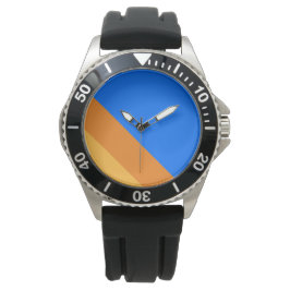 Reloj De Pulsera Fun Sporty Blue Naranja Rayas de Carreras con incl