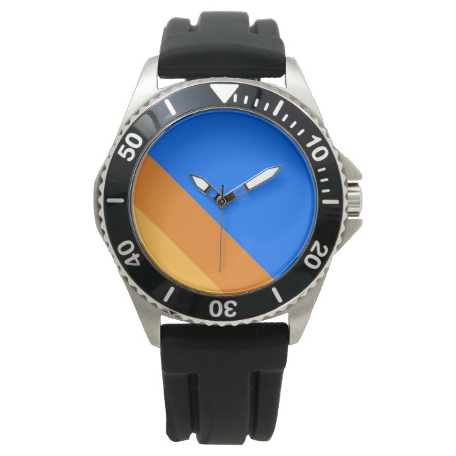 Reloj De Pulsera Fun Sporty Blue Naranja Rayas de Carreras con incl (Anverso)