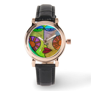 Reloj De Pulsera Funky Abstract Face Wearable Art