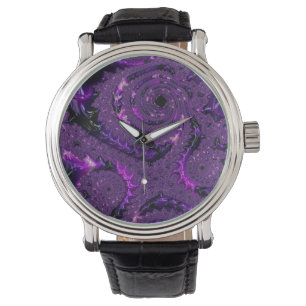 Reloj De Pulsera Funky Bold Boho Purple Digital Resumen Fractal
