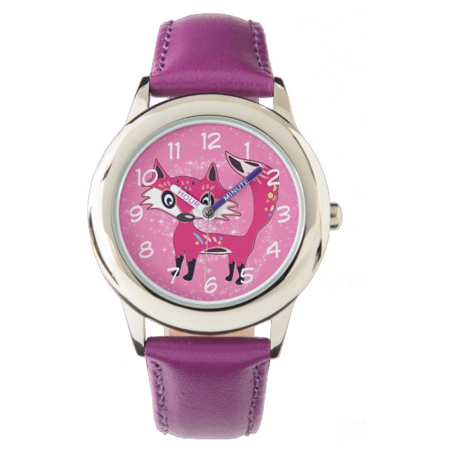 Reloj De Pulsera Funky Cute Pink Fox (Anverso)