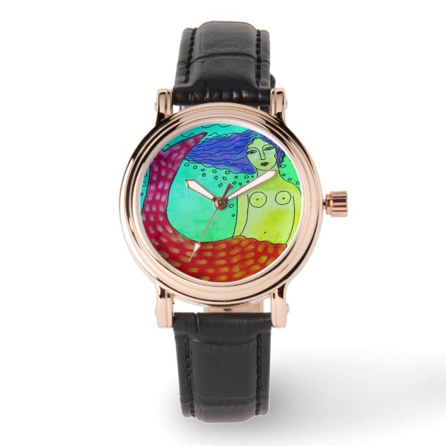 Reloj De Pulsera Funky Mermaid Resumen Arte (Anverso)
