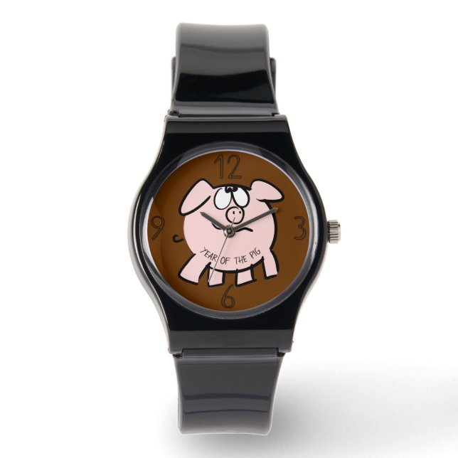 Reloj De Pulsera Funny 2 Personalizados Ilustracion Año Cerdo Cumpl (Anverso)