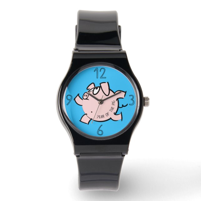 Reloj De Pulsera Funny 6 Personalizado Ilustracion Año Cerdo Cumple (Anverso)