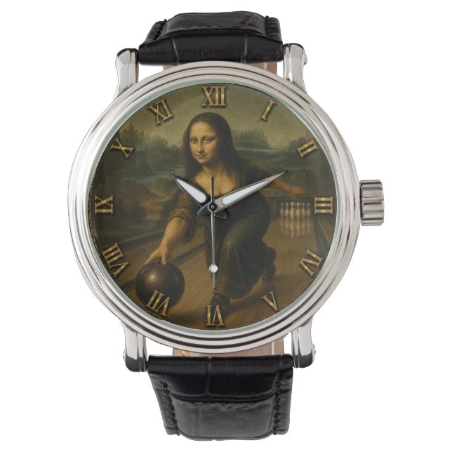 Reloj De Pulsera Funny Bowling Mona Lisa Bowler Gift (Anverso)