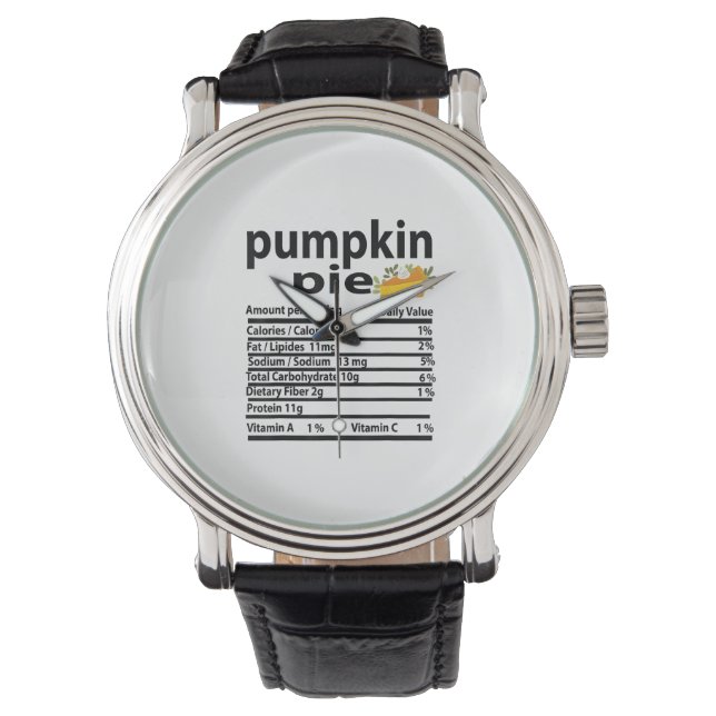 Reloj De Pulsera Funny Calabaza Pie Nutrición Hecho para Acción de  (Anverso)