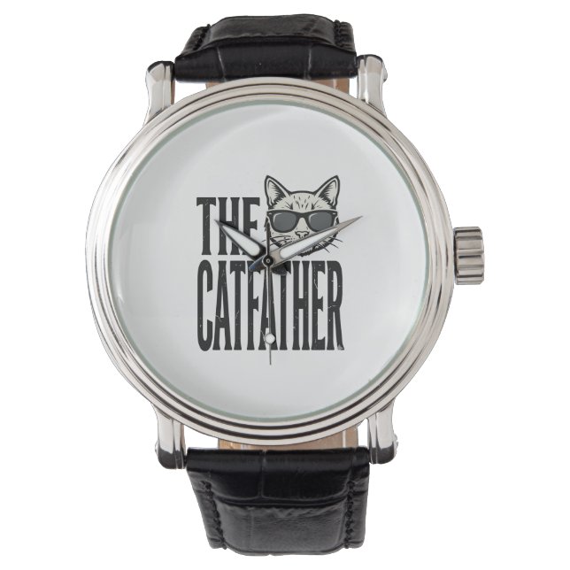 Reloj De Pulsera Funny Catfather Vintage Cat Quote Graphic Shirt_1 (Anverso)