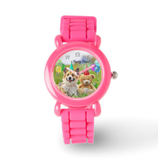 Reloj De Pulsera Funny Corgi Dog Teddy Birthday Party Watch
