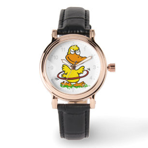 Reloj De Pulsera Funny duck hula hoop   Elegir color de fondo